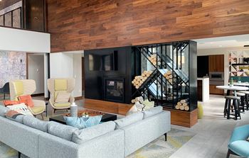Lobby with couch and tv at Preserve at Shady Oak Apartments, Minnesota, 55343